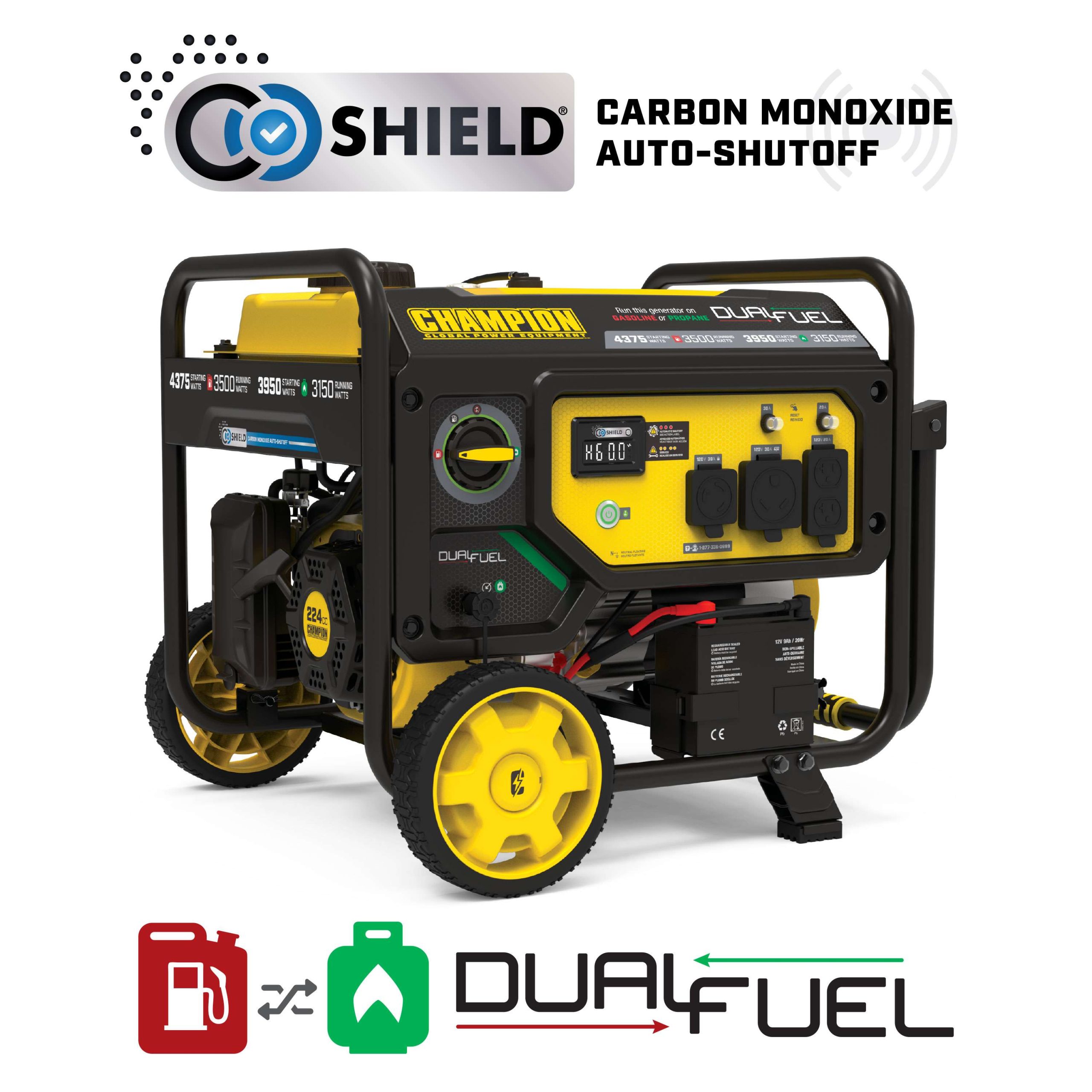 201297- Champion 3500W Dual Fuel Generator with CO Shield® - NEW