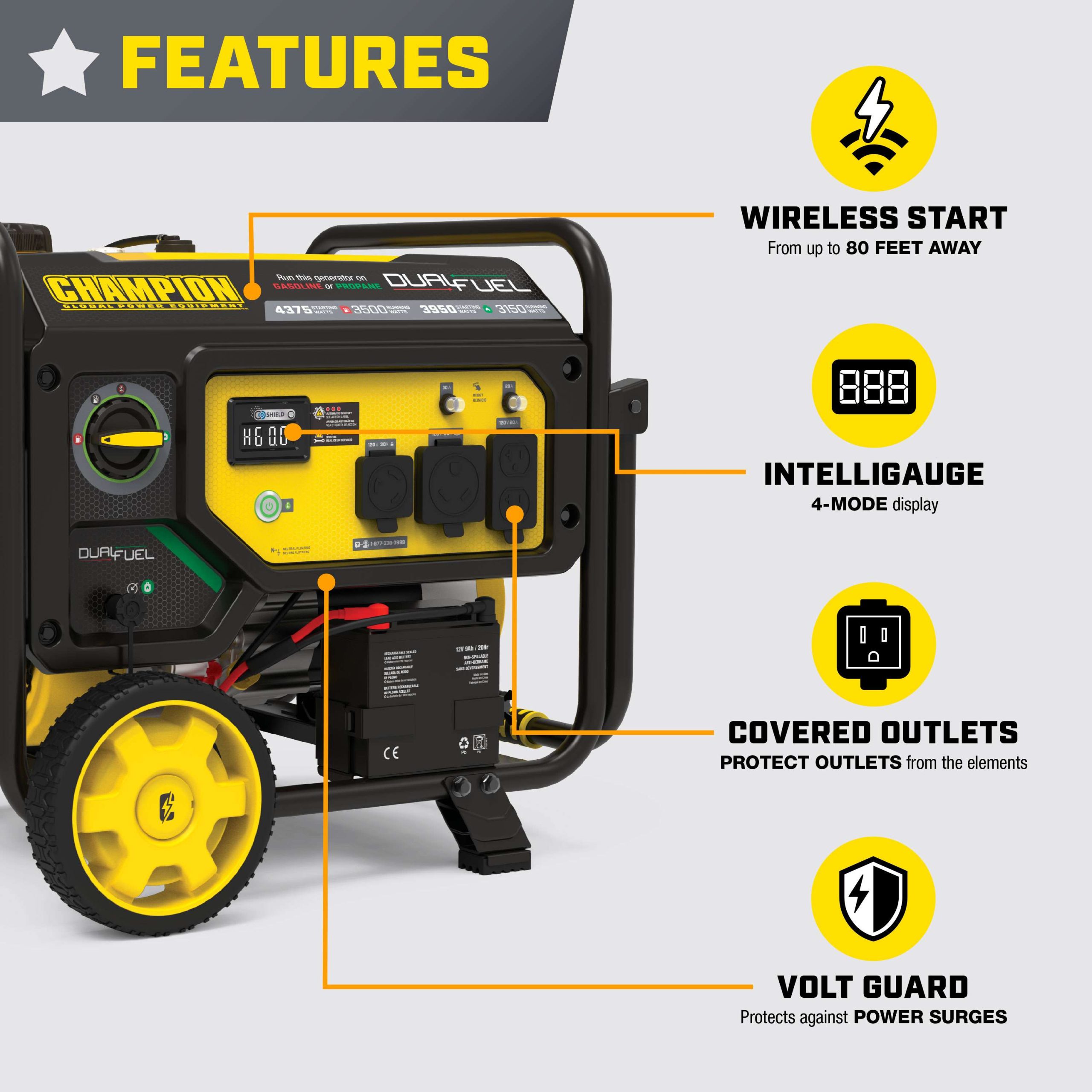 201297- Champion 3500W Dual Fuel Generator with CO Shield® - NEW - Image 3