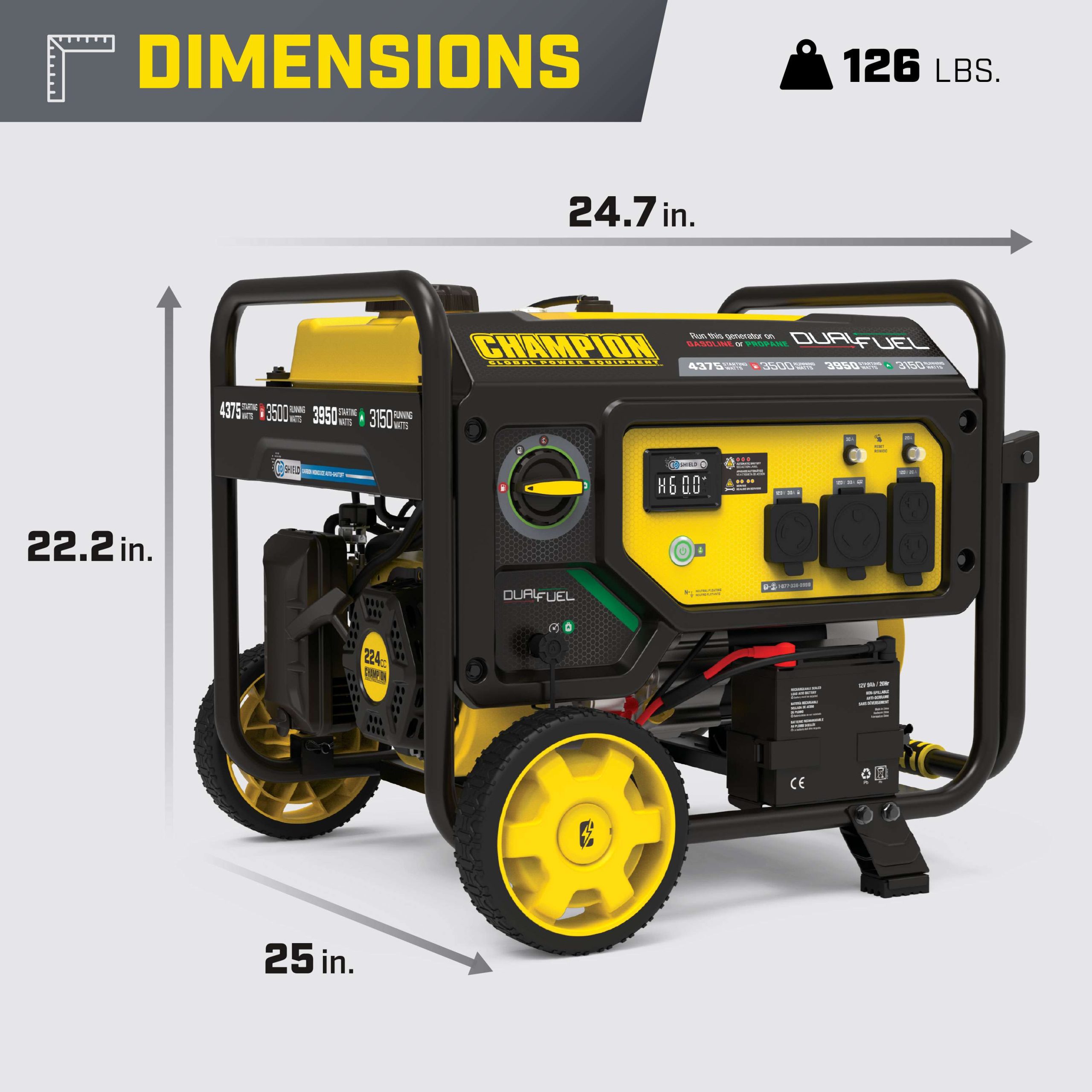 201297- Champion 3500W Dual Fuel Generator with CO Shield® - NEW - Image 5