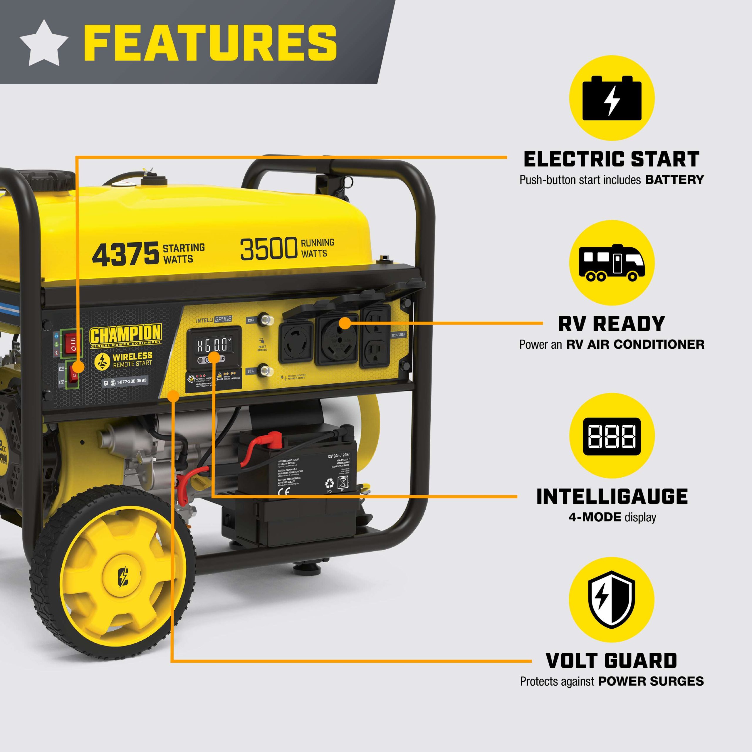 201489 - Champion 3500W Wireless Start Generator with CO Shield®- NEW - Image 3