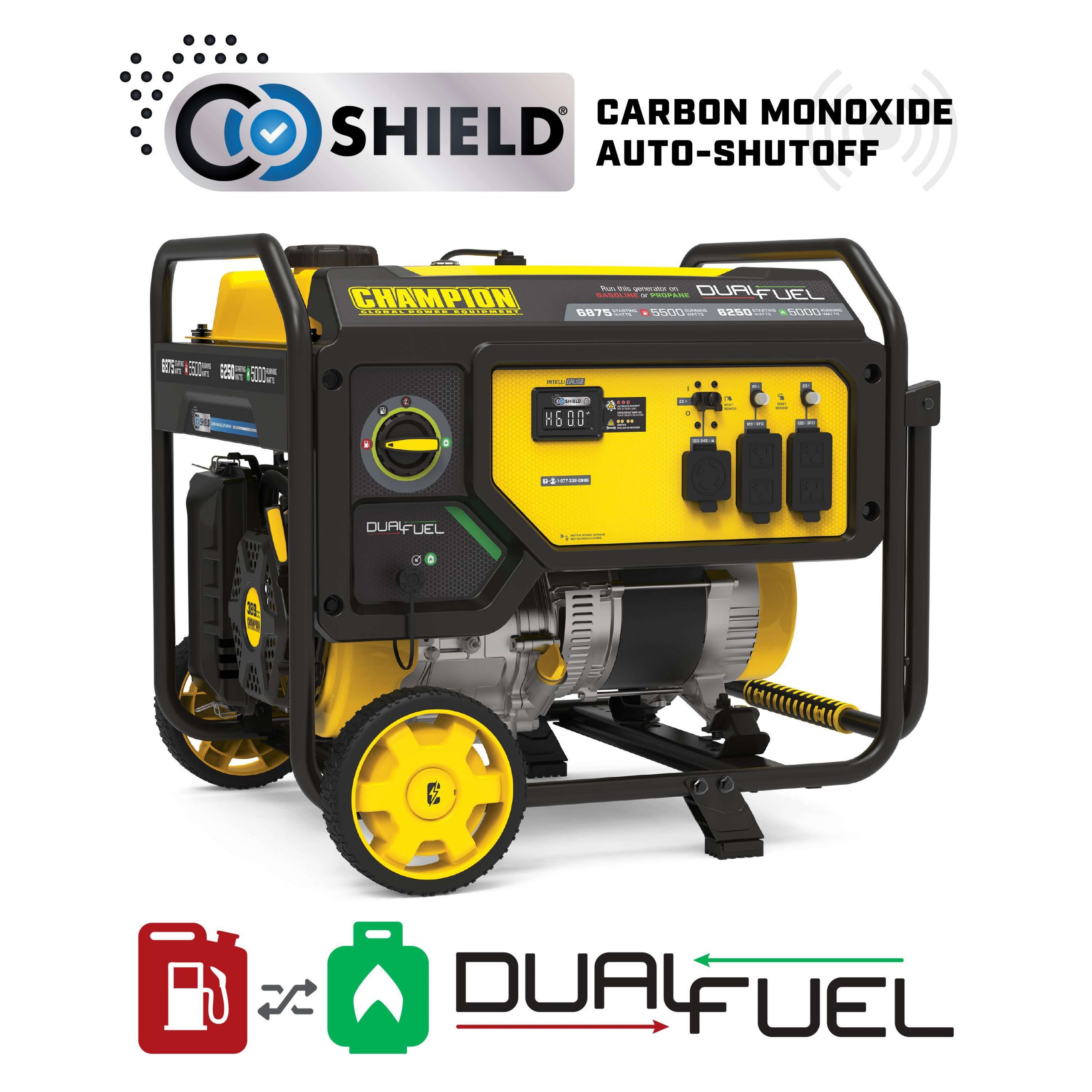 201505 - Champion 5500-Watt Dual Fuel Portable Generator with CO Shield® -NEW