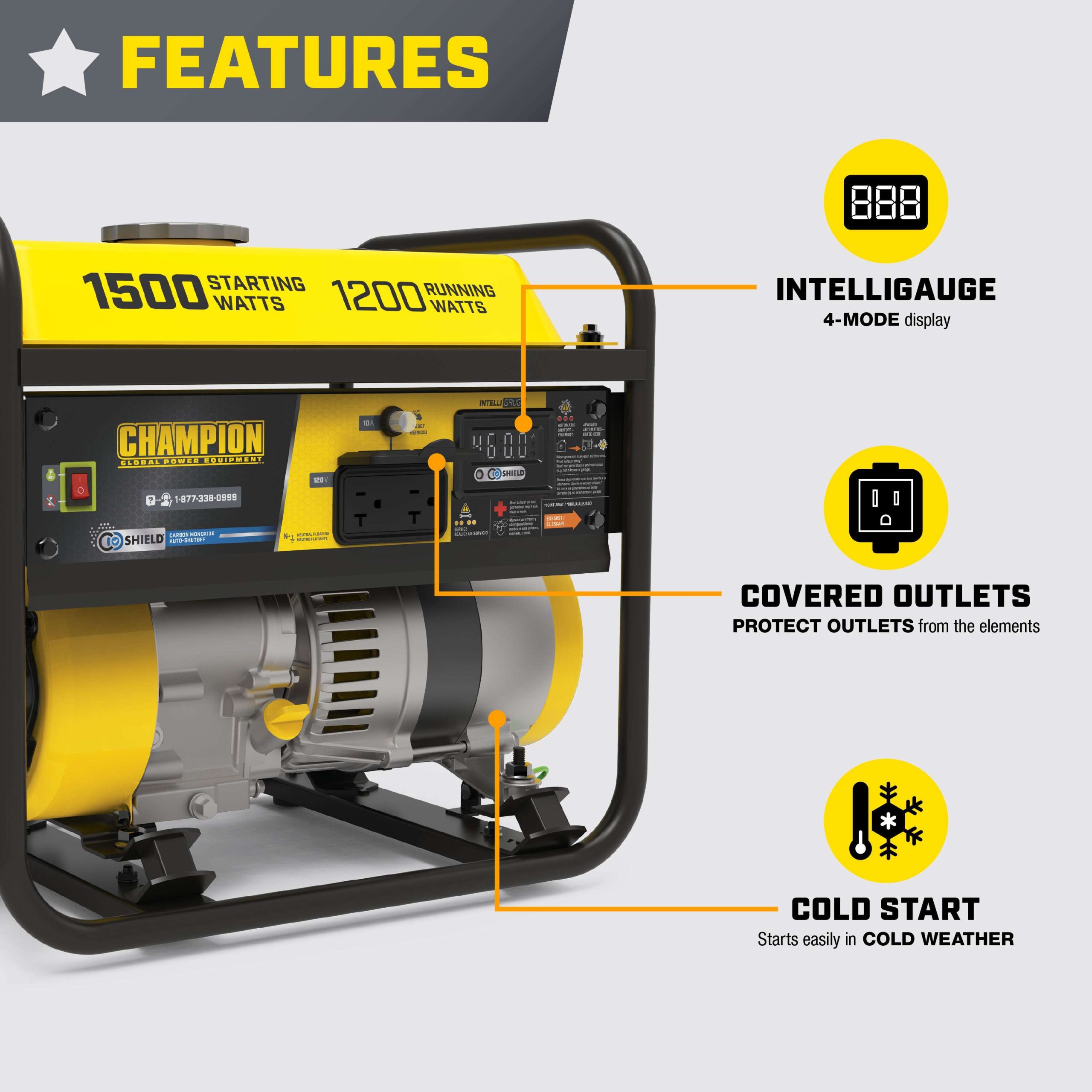 201299- Champion 5500-Watt Portable Generator with CO Shield® - NEW - Image 3