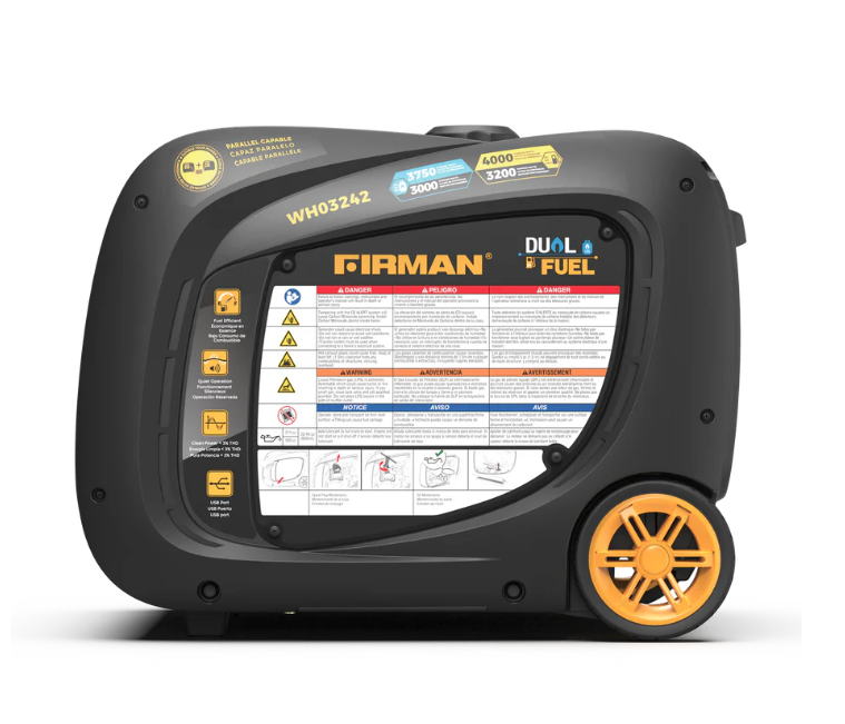 WH03242F - Firman Dual Fuel Inverter Portable Generator 4000W Electric Start with CO ALERT - Refurbished - Image 6